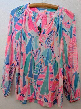 NWT Lilly Pulitzer Elsa “Out to Sea” Women’s Size Small 100% Silk Top